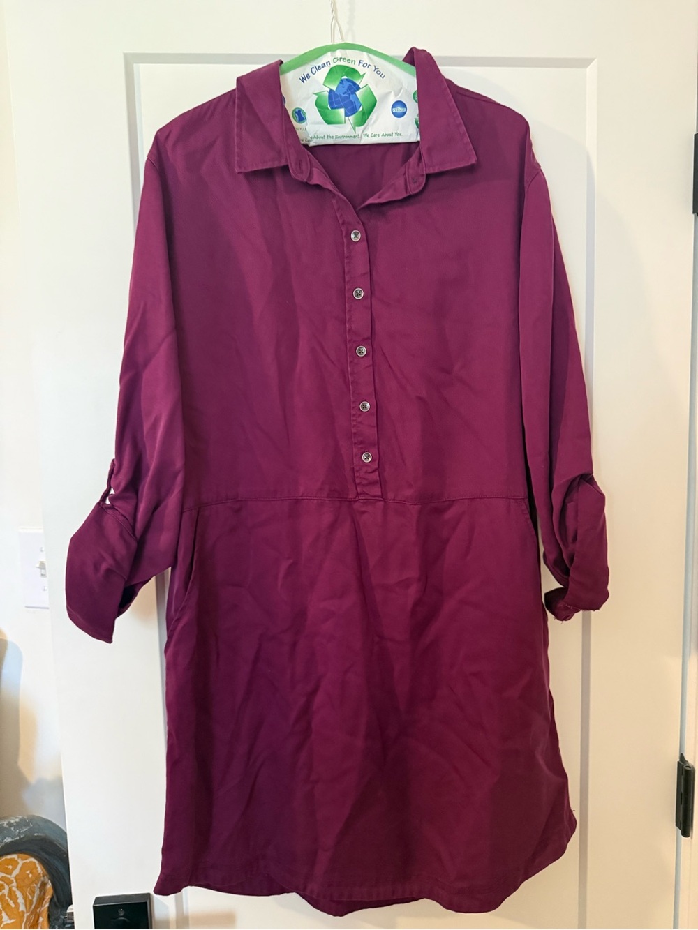 Time and Tru Plum Button-Front Midi Shirt Dress